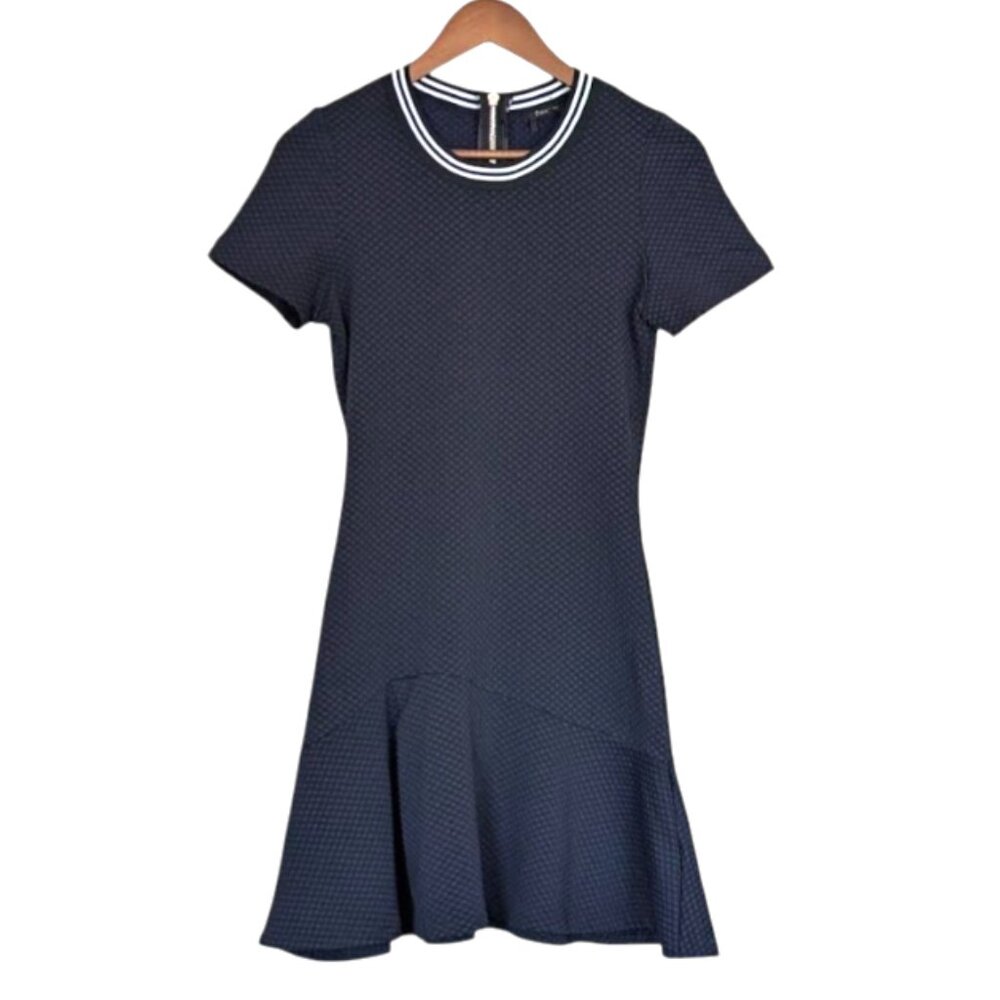 Dex Women's Textured Mini Short Sleeve Dress Black Navy Small